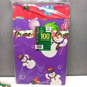 Vintage Cleo Christmas Wrapping Paper Set‎ 100 Sq Ft NOS 80s 90s Retro Snowman